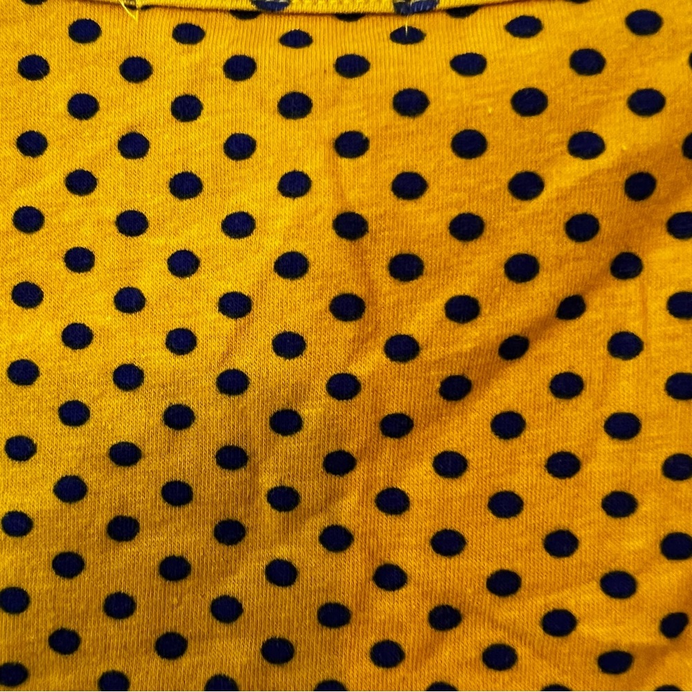 NWOT Diva Apparel Juniors Yellow Blue Polka Dot Cropped Shirt Large Sweetheart - Picture 4 of 9